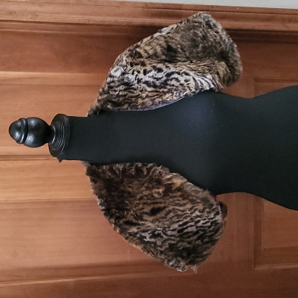 Tan, black, white, gold Animal print bolero